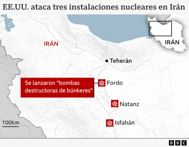 Infographics of US attack sites in Iran